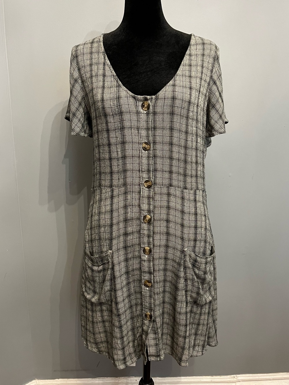 American Eagle Lightweight Plaid Mini Dress, size XS - Picture 2 of 6